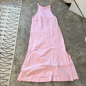 Pink High Neck Haltar Midi Dress Zara